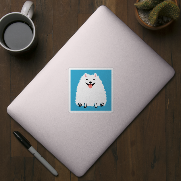 Cute White Pomeranian Cartoon Dog by Coffee Squirrel